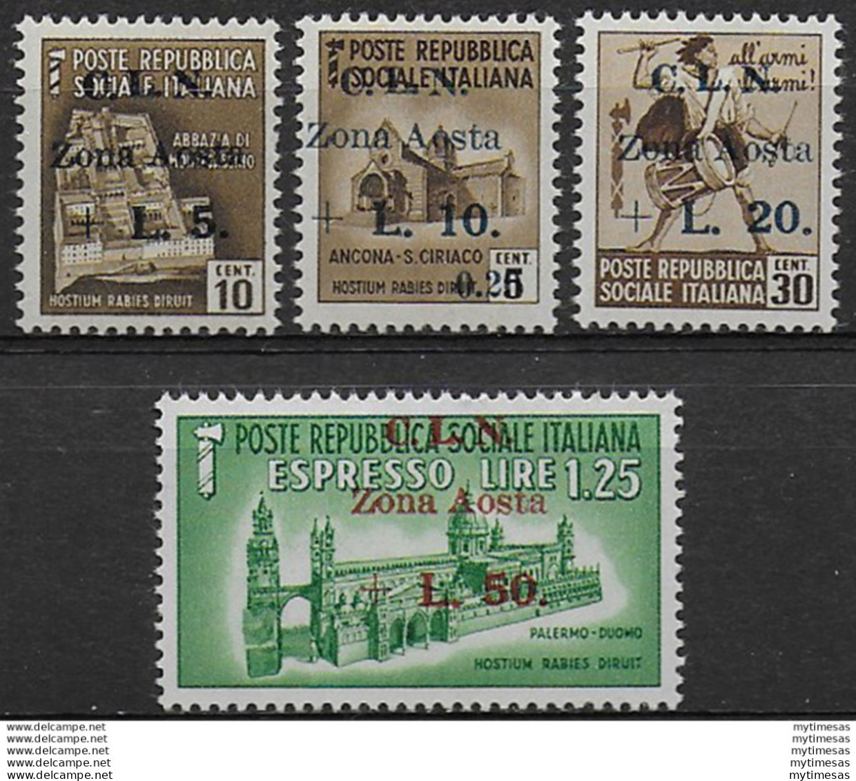 1944 Aosta CLN Nuovo Valore MNH Sass N. 5/8 - Non Classés