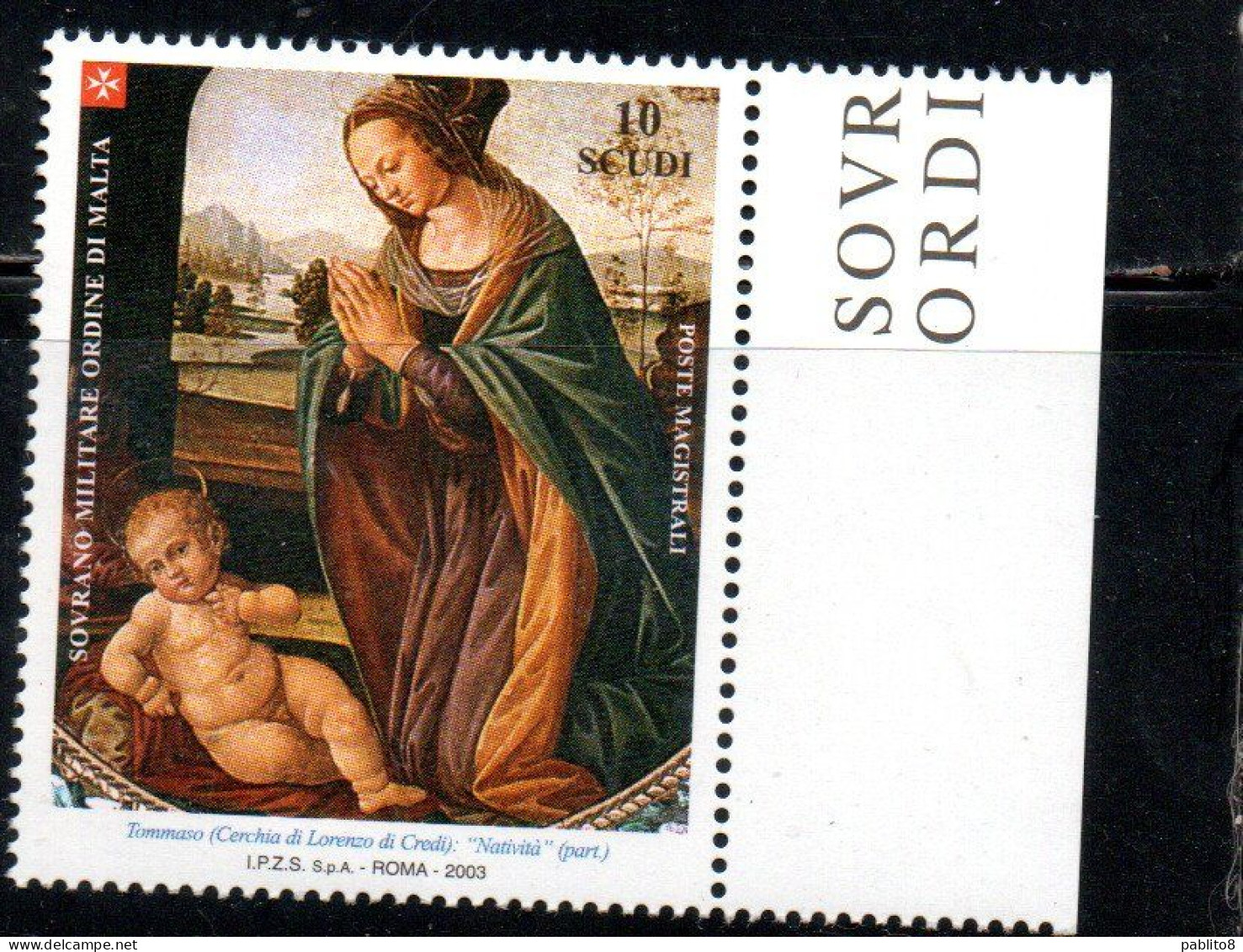 SMOM SOVRANO ORDINE MILITARE DI MALTA 2003 NATALE CHRISTMAS NOEL WEIHNACHTEN NAVIDAD 10s MNH - Sovrano Militare Ordine Di Malta