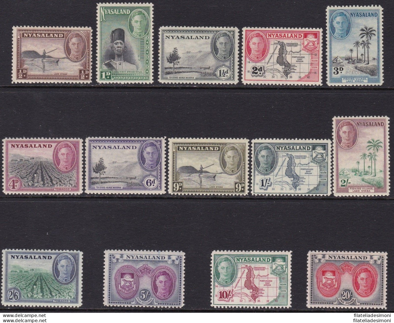 1945 NYASALAND, SG 144/157  14 Valori  MLH/* - Autres & Non Classés