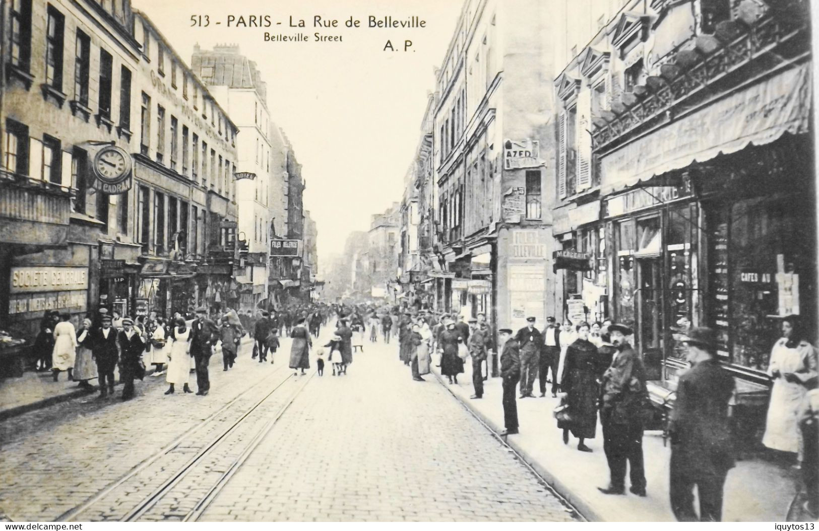 CPA. [75] > PARIS > N° 513 - La Rue Belleville - Belleville Street - (XXe Arrt.) - TBE - Arrondissement: 20