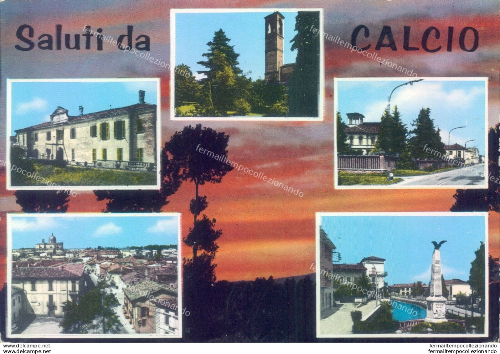 L199 Cartolina Calcio Saluti Da 5 Vedute Provincia Di Bergamo - Bergamo