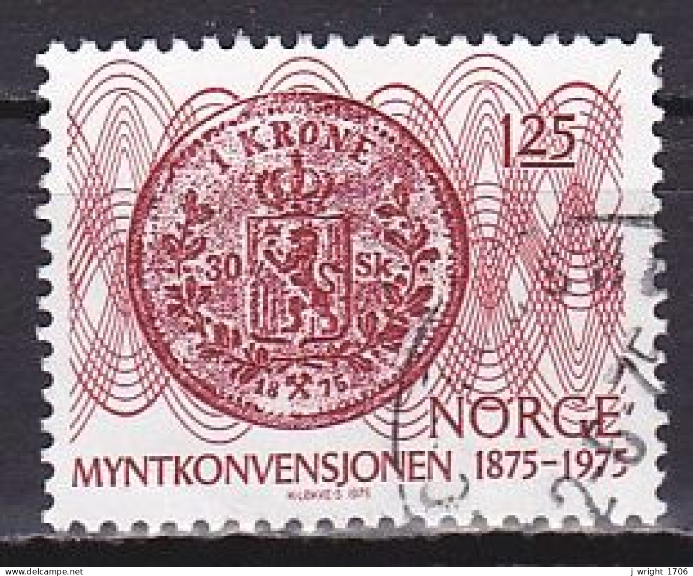 Norway, 1975, Monetary Convention Centenary, 1.25kr, USED - Gebraucht