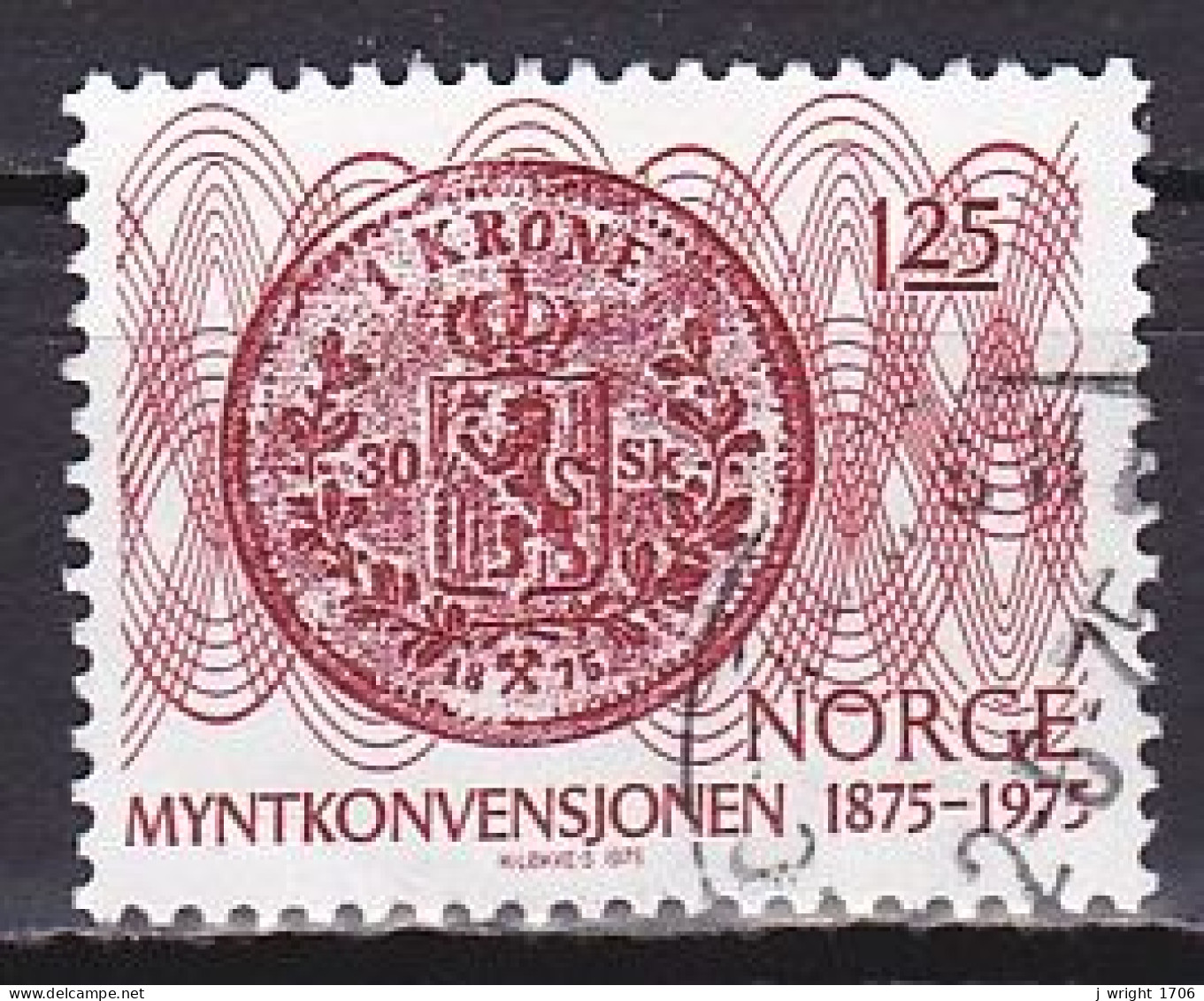 Norway, 1975, Monetary Convention Centenary, 1.25kr, USED - Usados