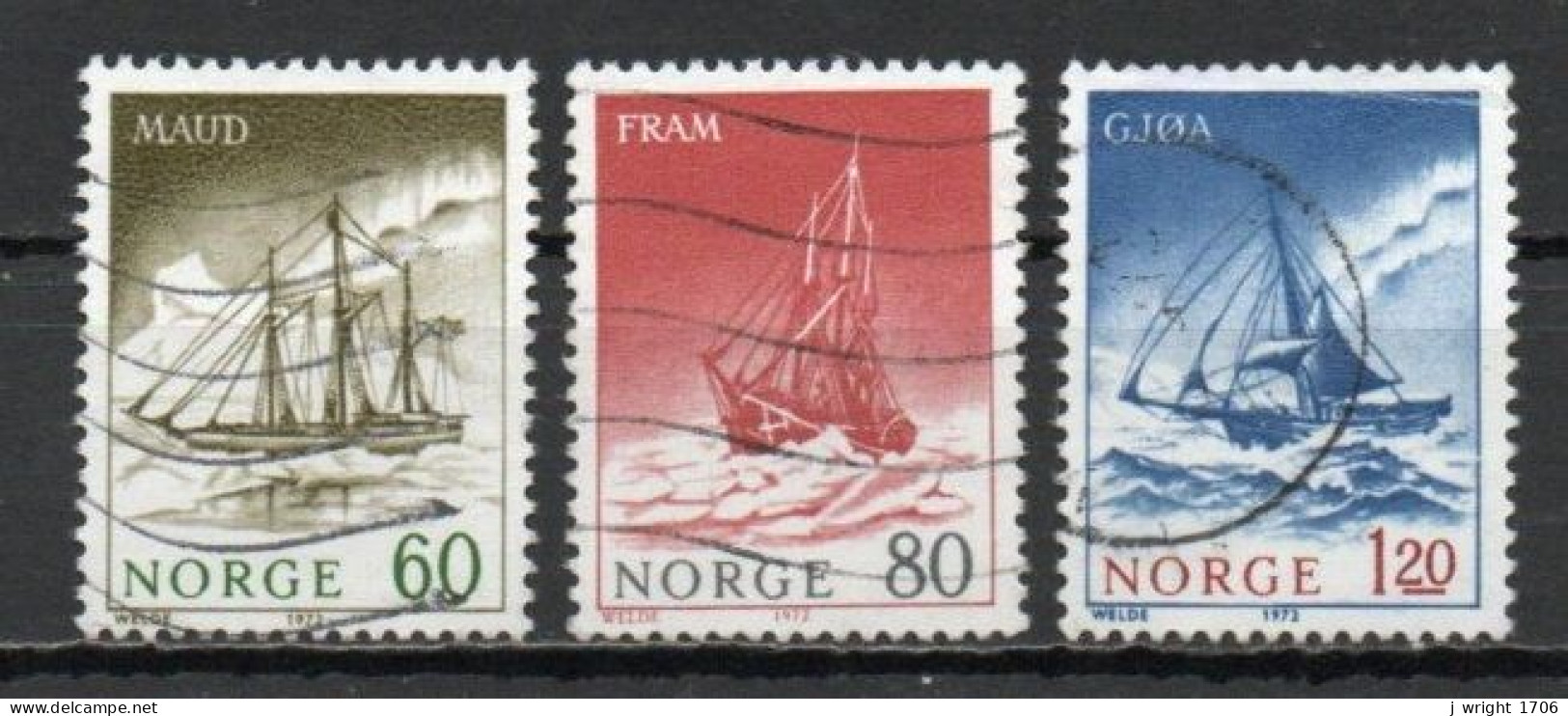 Norway, 1972, Polar Exploration Ships, Set, USED - Oblitérés