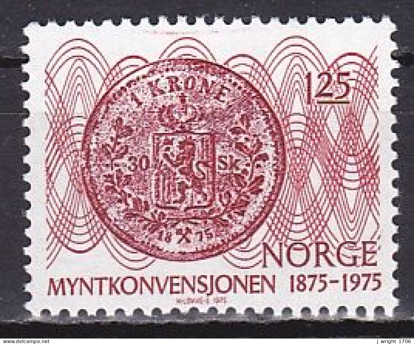 Norway, 1975, Monetary Convention Centenary, 1.25kr, MNH - Used Stamps