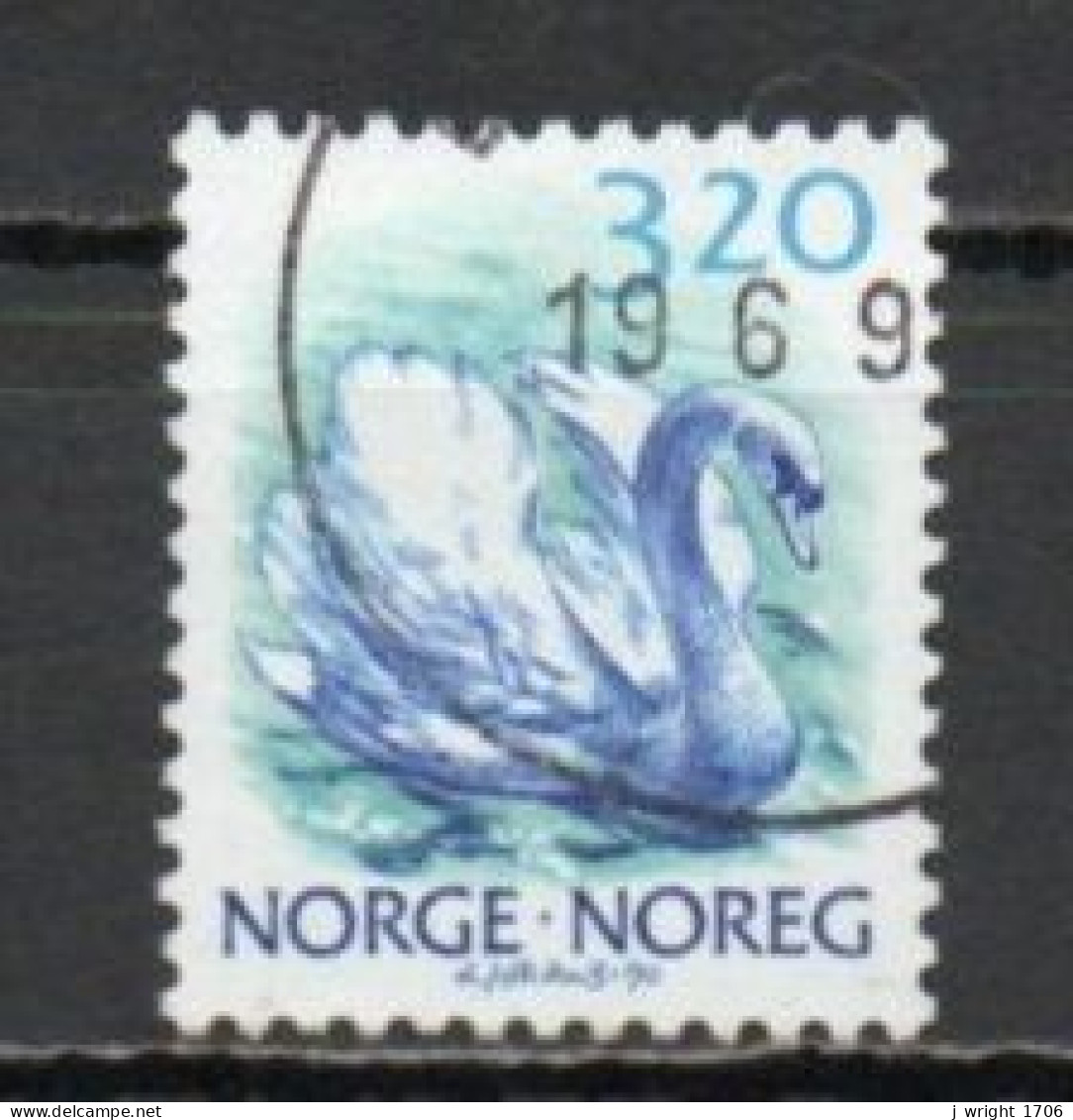 Norway, 1990, Wildlife/White Swan, 3.20Kr, USED - Usados