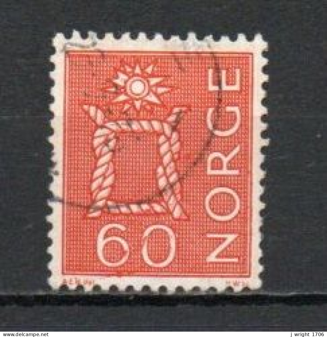 Norway, 1967, Rope Knot & Sun/Five Whole Stands, 60ö/Red, USED - Usati