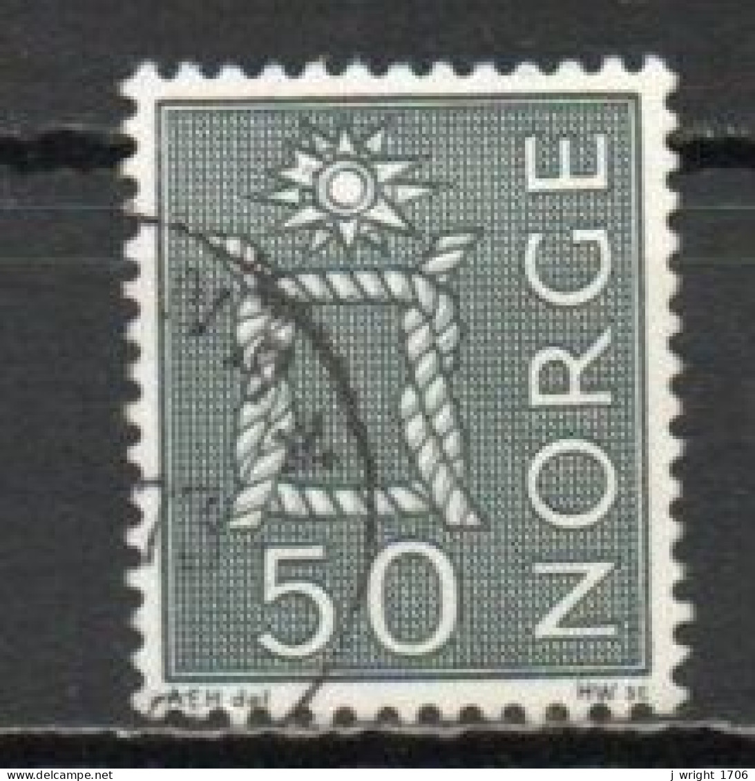 Norway, 1968, Motifs/Rope Knot & Sun, 50ö/Grey-Green, USED - Oblitérés