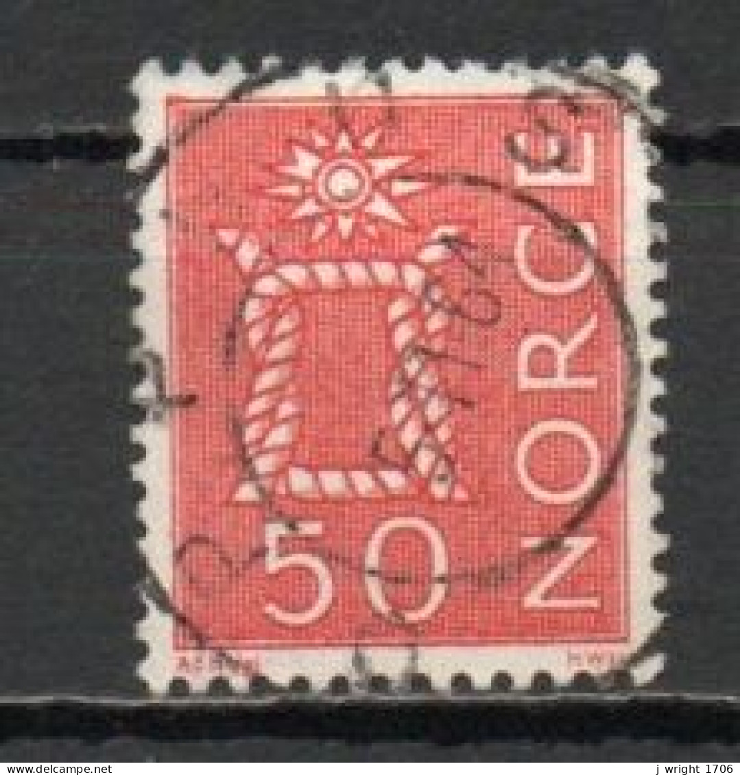 Norway, 1962, Motifs/Rope Knot & Sun, 50ö/Red, USED - Gebruikt