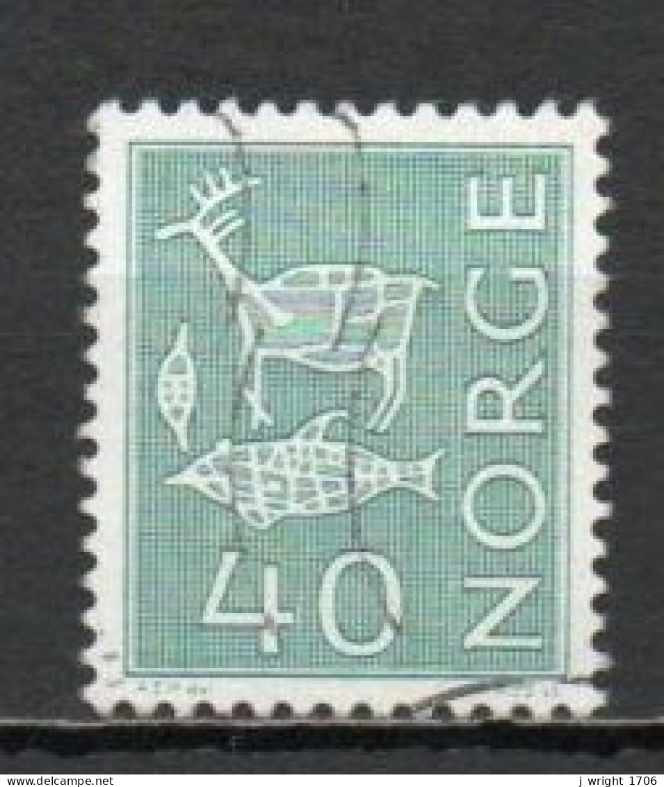 Norway, 1968, Motifs/Cave & Rock Paintings, 40ö/Blue-Green, USED - Usados