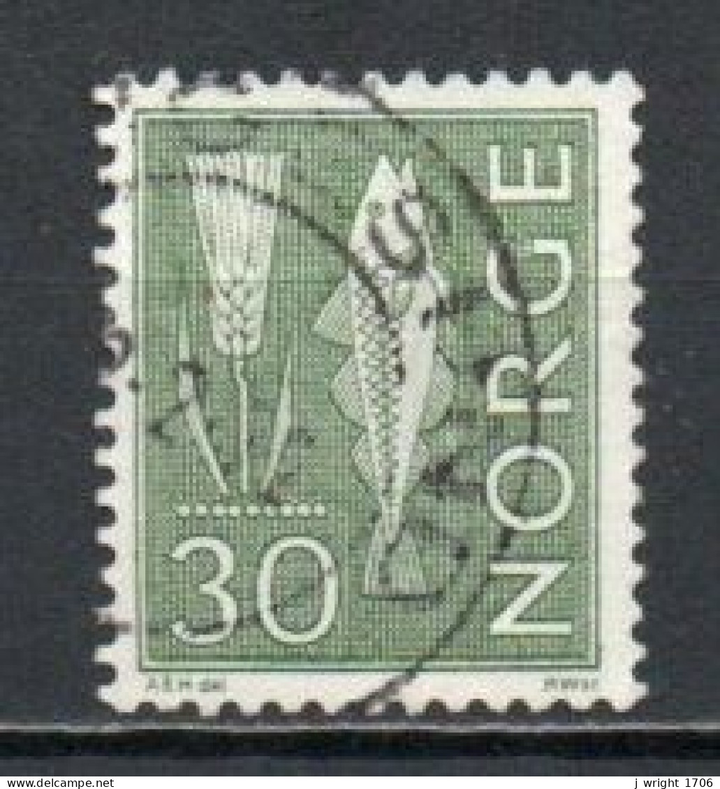 Norway, 1964, Motifs/Wheat & Atlantic Cod, 30ö/Green, USED - Gebruikt