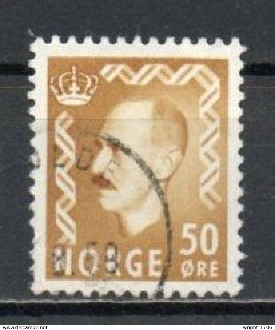 Norway, 1957, King Haakon VII, 50ö/Yellow-Ochre, USED - Gebruikt