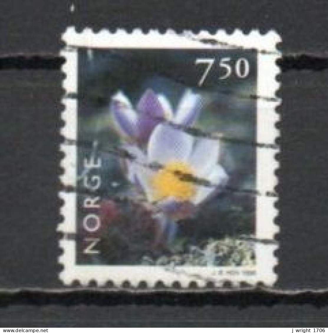 Norway, 1998, Flowers/Pasque Flower, 7.50kr, USED - Oblitérés