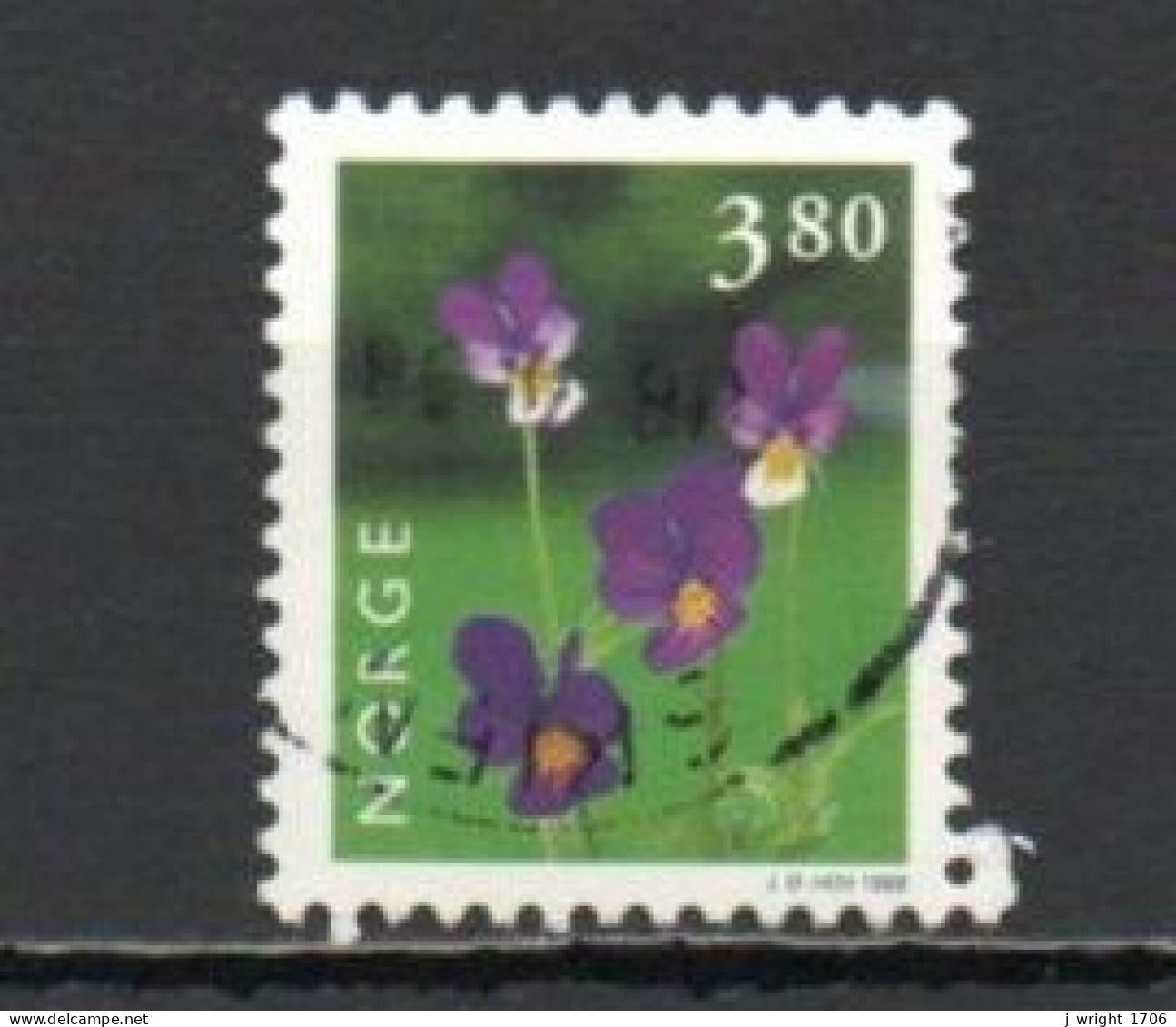 Norway, 1998, Flowers/Wild Pansy, 3.80kr, USED - Gebruikt