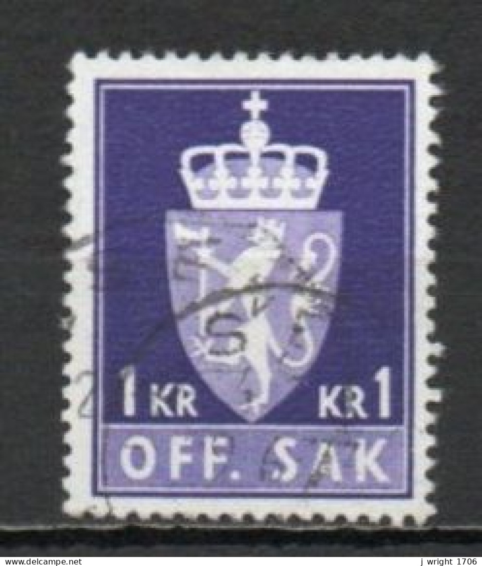Norway, 1970, Coat Of Arms/Photogravure, 1Kr/Violet/Phosphor, USED - Dienstmarken