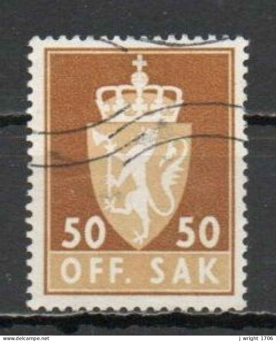 Norway, 1957, Coat Of Arms/Photogravure, 50ö/Yellow-Ochre, USED - Dienstzegels