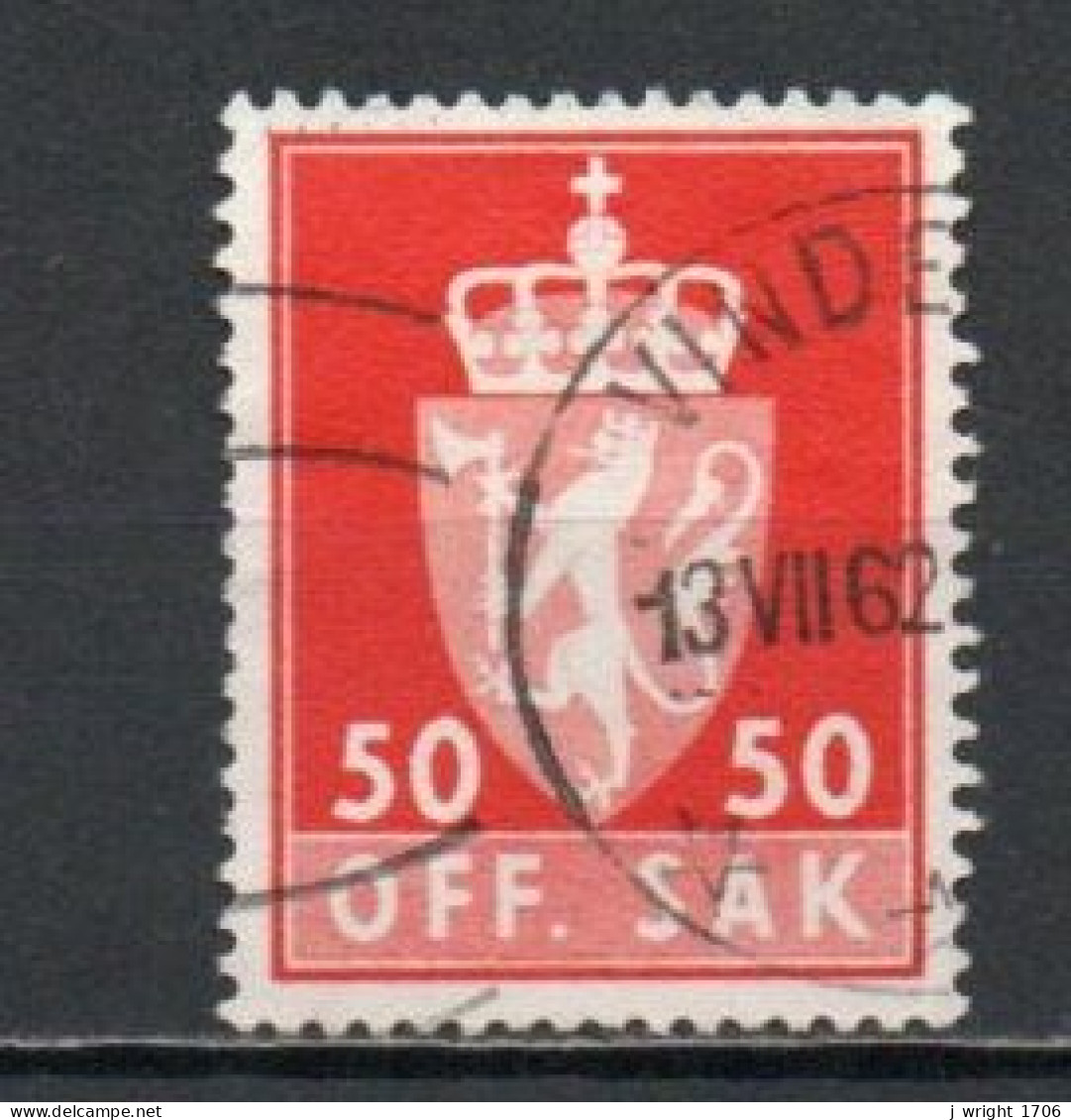 Norway, 1962, Coat Of Arms/Photogravure, 50ö/Red, USED - Service