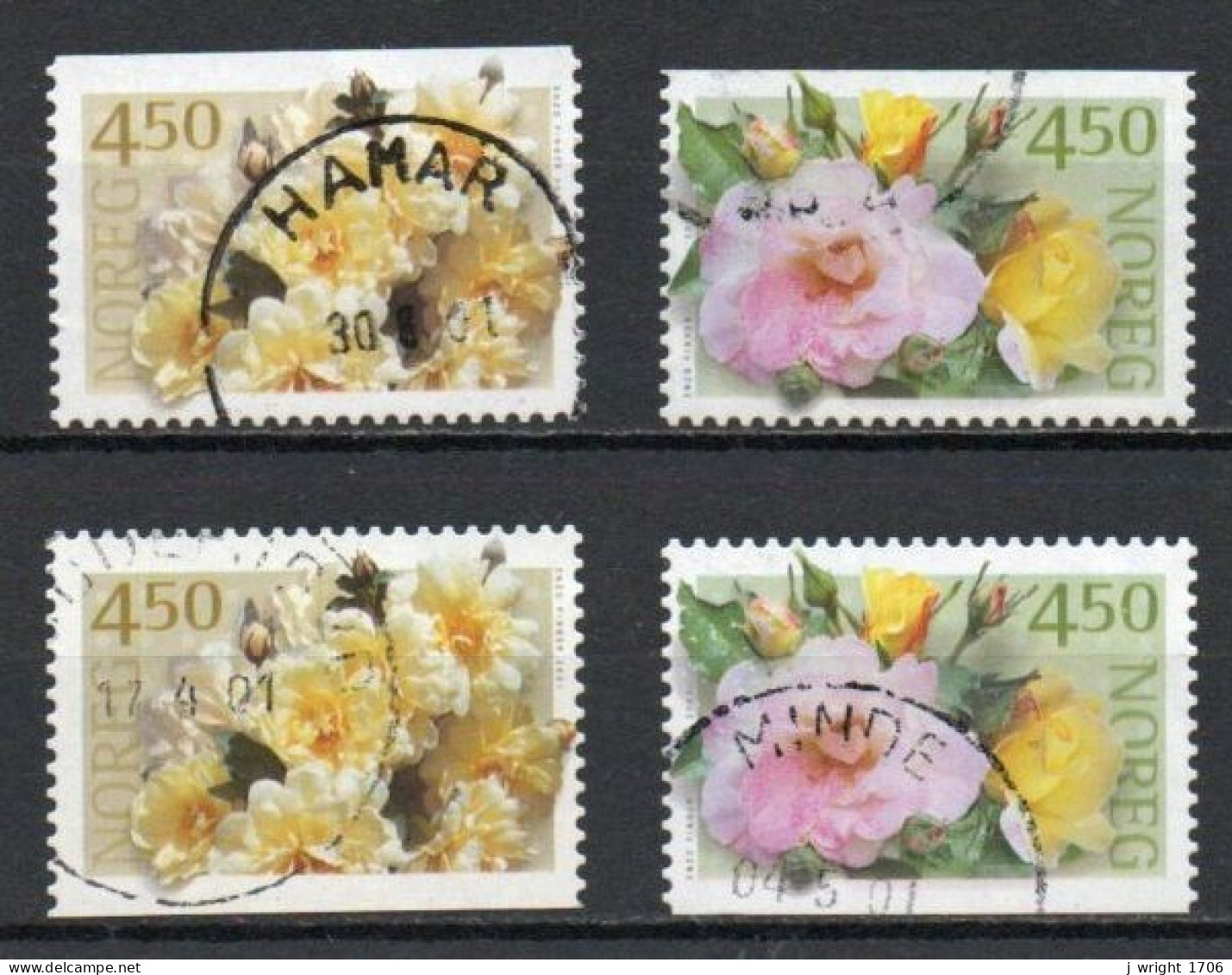 Norway, 2001, Roses 1st Series, Set, USED - Gebruikt