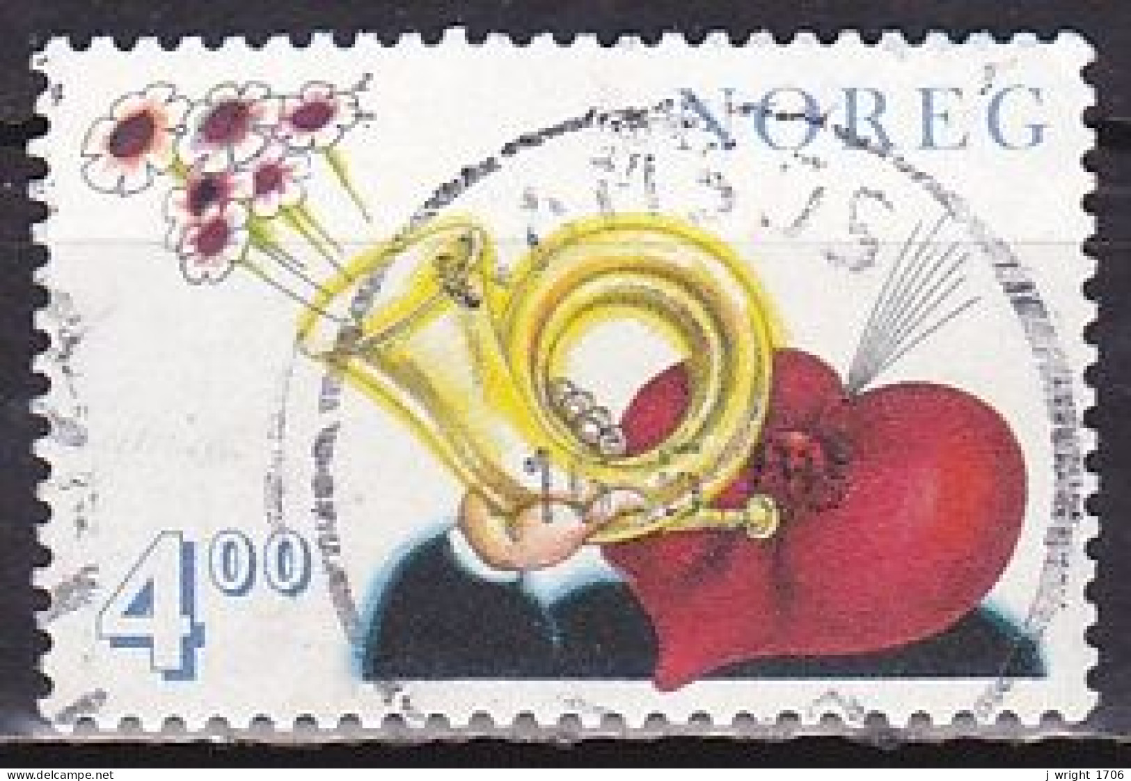 Norway, 1999, St. Valentines Day, 4kr, USED - Gebruikt