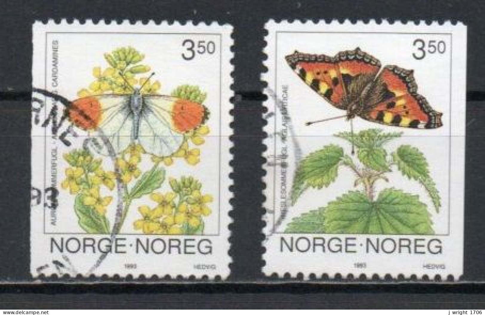 Norway, 1993, Butterflies, Set, USED - Gebruikt