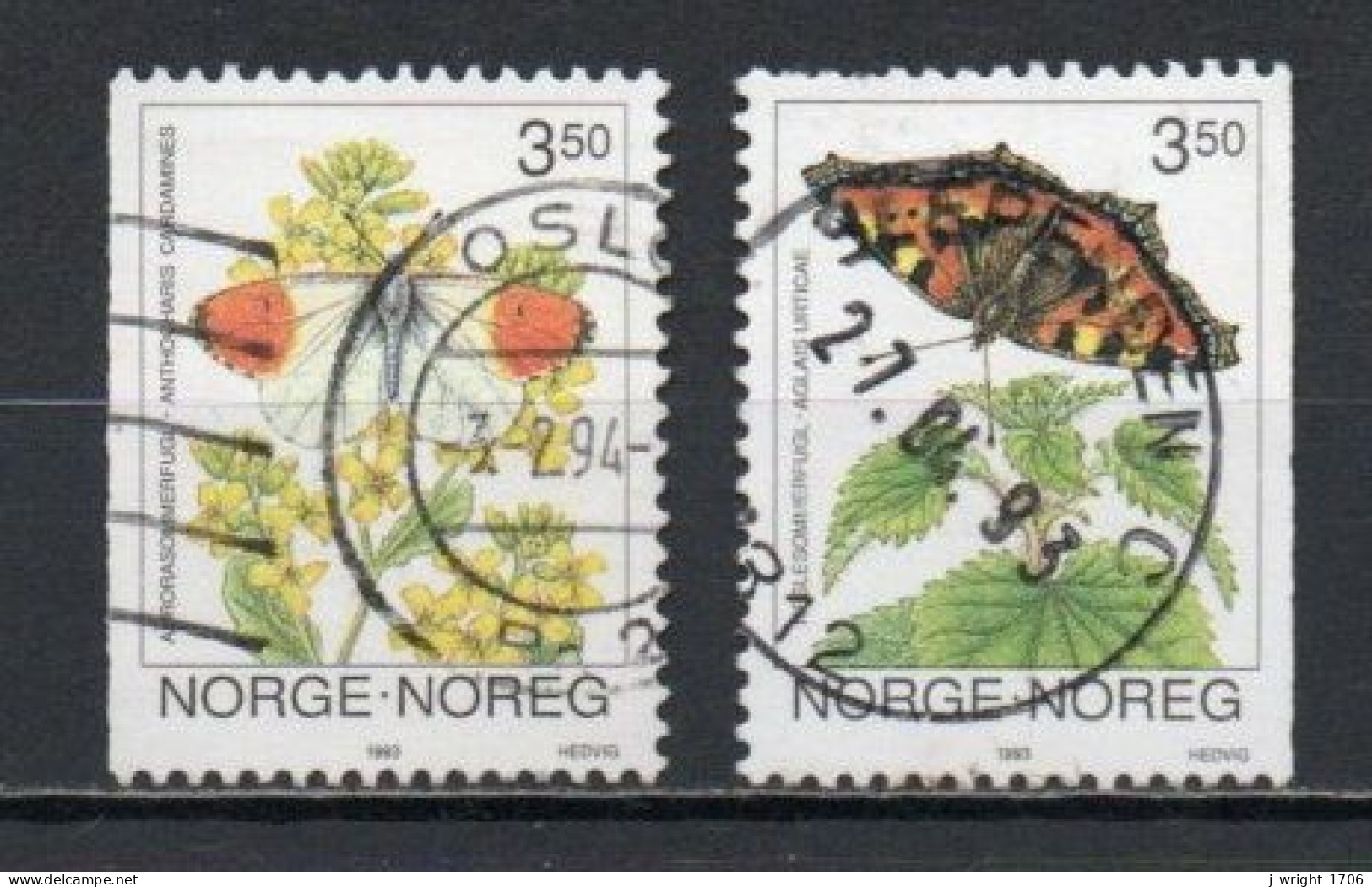 Norway, 1993, Butterflies, Set, USED - Oblitérés