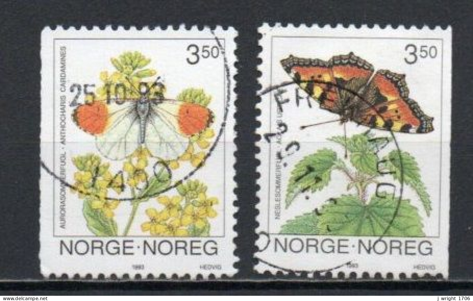 Norway, 1993, Butterflies, Set, USED - Gebruikt