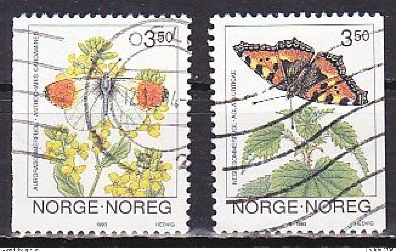 Norway, 1993, Butterflies, Set, USED - Gebruikt