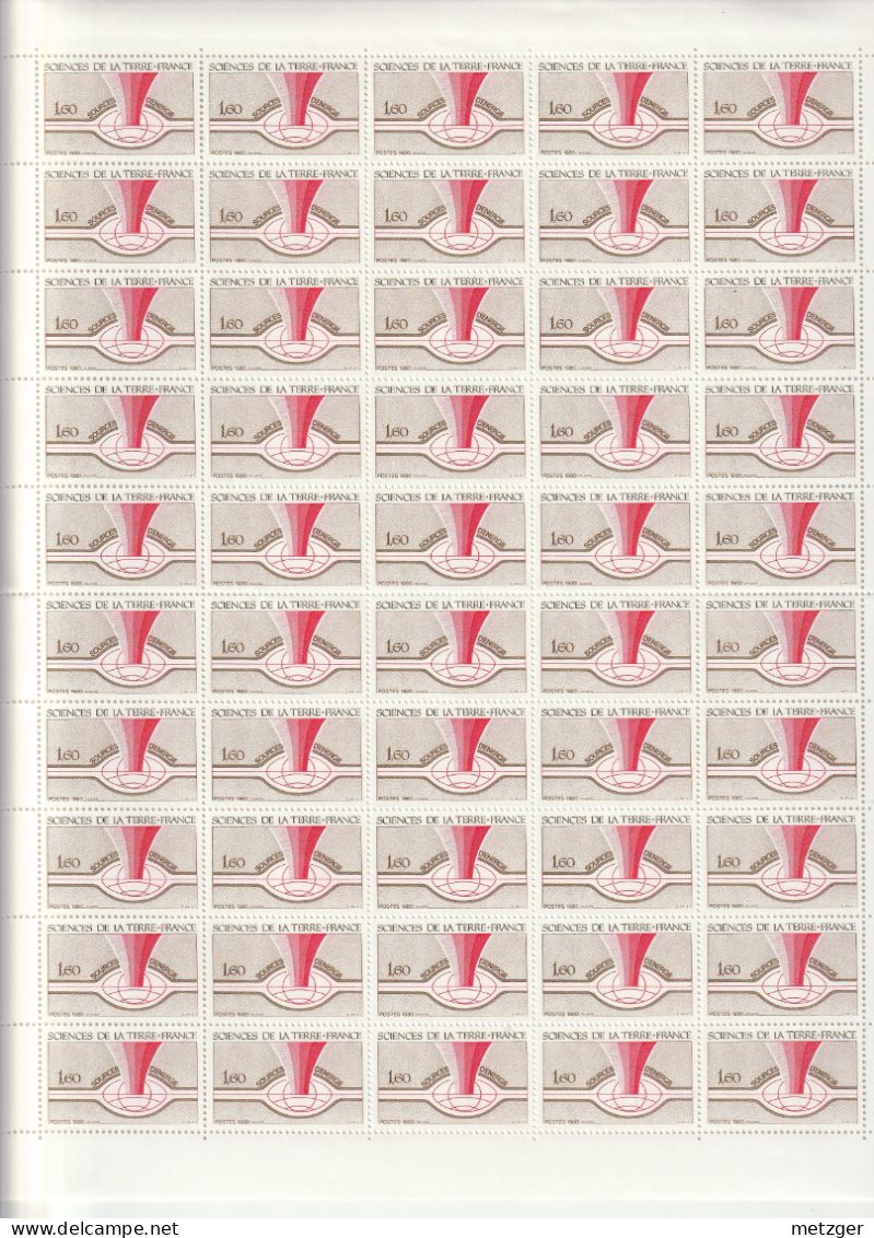 Feuille Complète De 50 Timbres Du N° 2093 Sciences De La Terre - Volledige Vellen