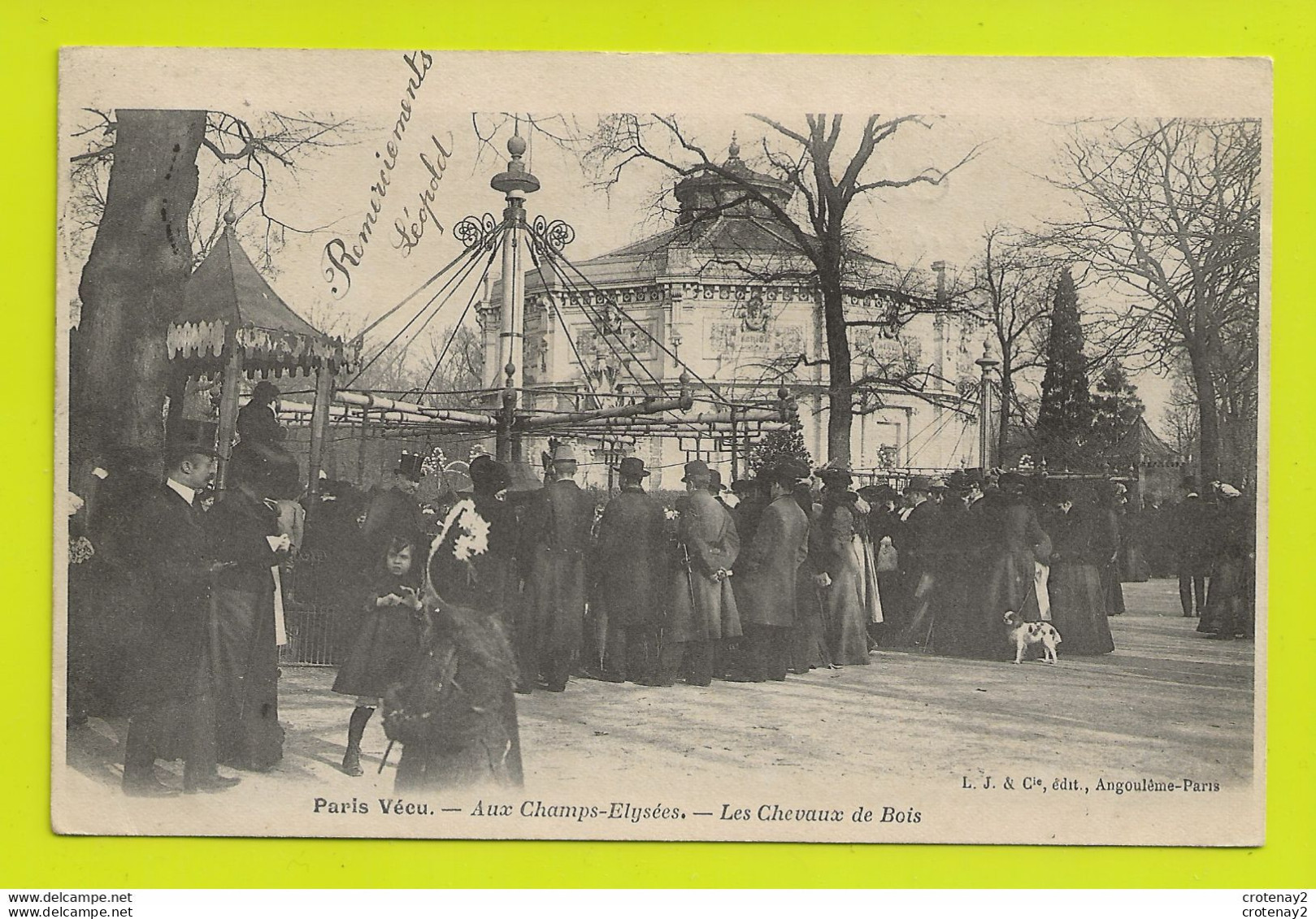 75 PARIS VECU Aux Champs Elysées Les Chevaux De Bois En 1904 Manège Chien VOIR DOS Non Séparé - Champs-Elysées