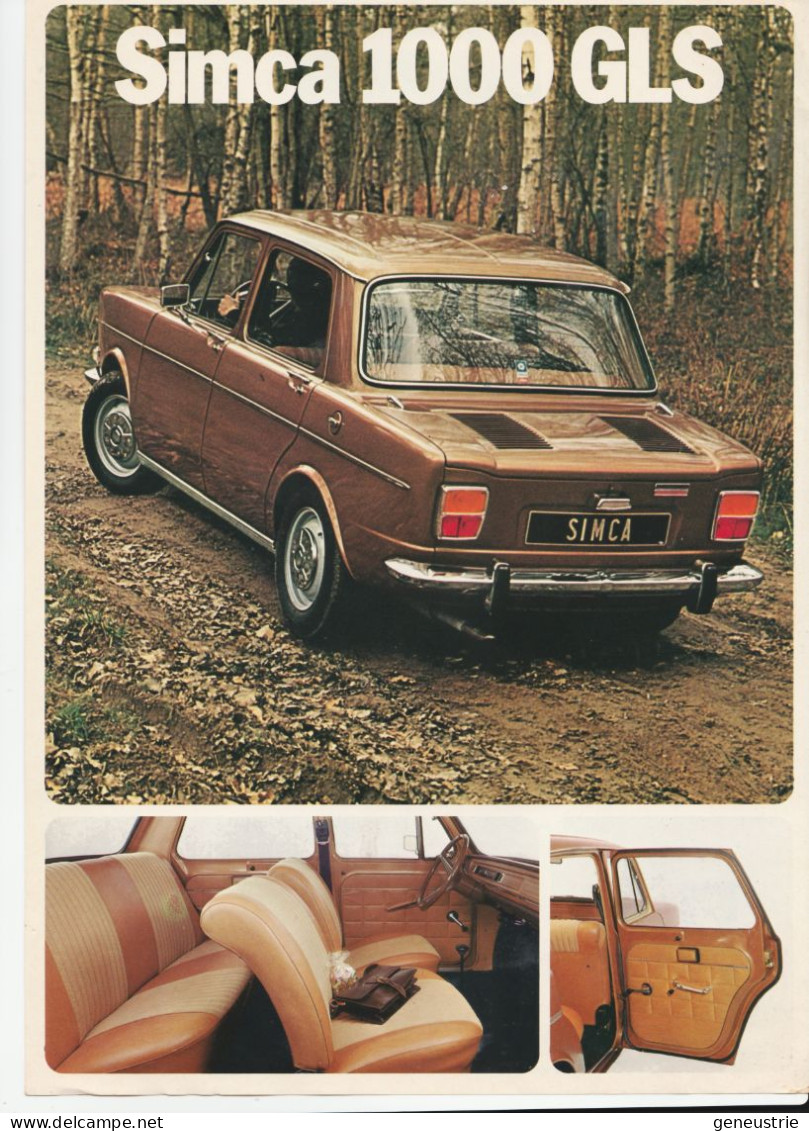 Rare Publicité Automobile Années 70 "Simca 1000 GLS - Chrysler-France 1973" Usine De Poissy - Coches