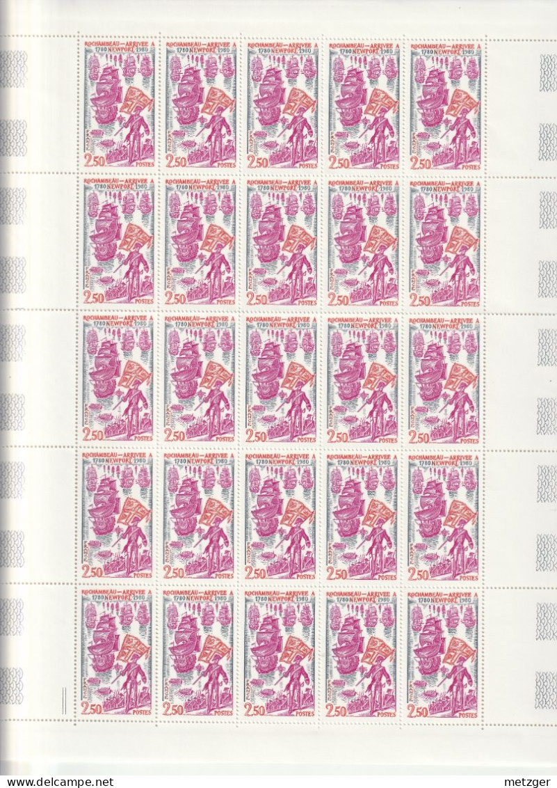 Feuille Complète De 25 Timbres Du N° 2094 Rochambeau - Hojas Completas