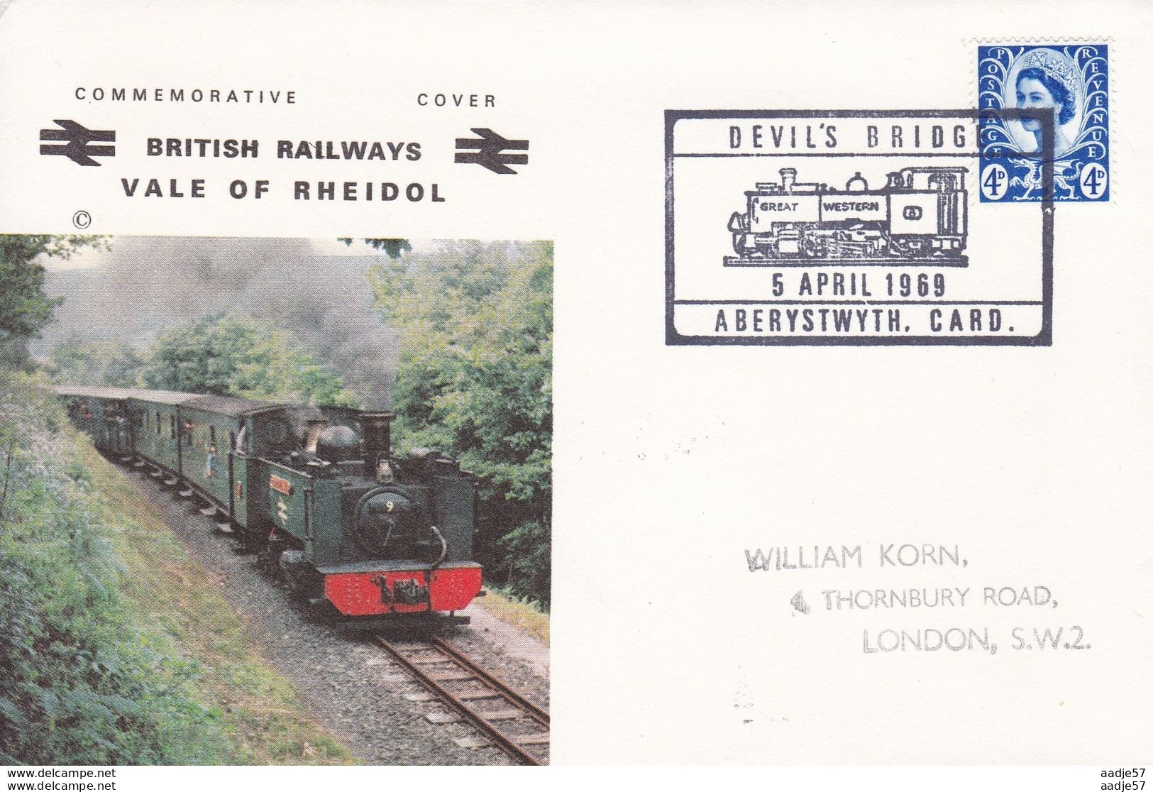 England Great Britain Spec Canc 05.04.1969 Devil's Bridge Vale Of Rheidol - Trains
