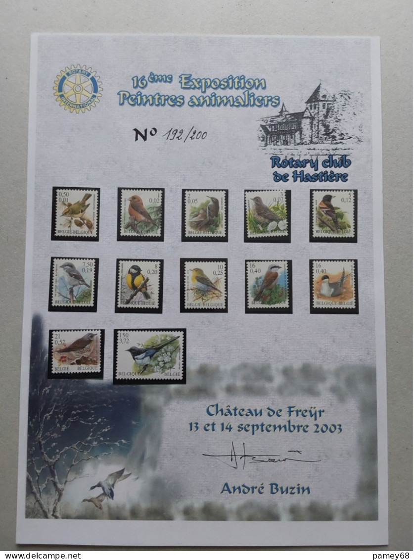 Souvenir Oiseaux André Buzin Avec Signature 13/14 Septembre 2003 Rotary Club De Hastiere - 1985-.. Birds (Buzin)