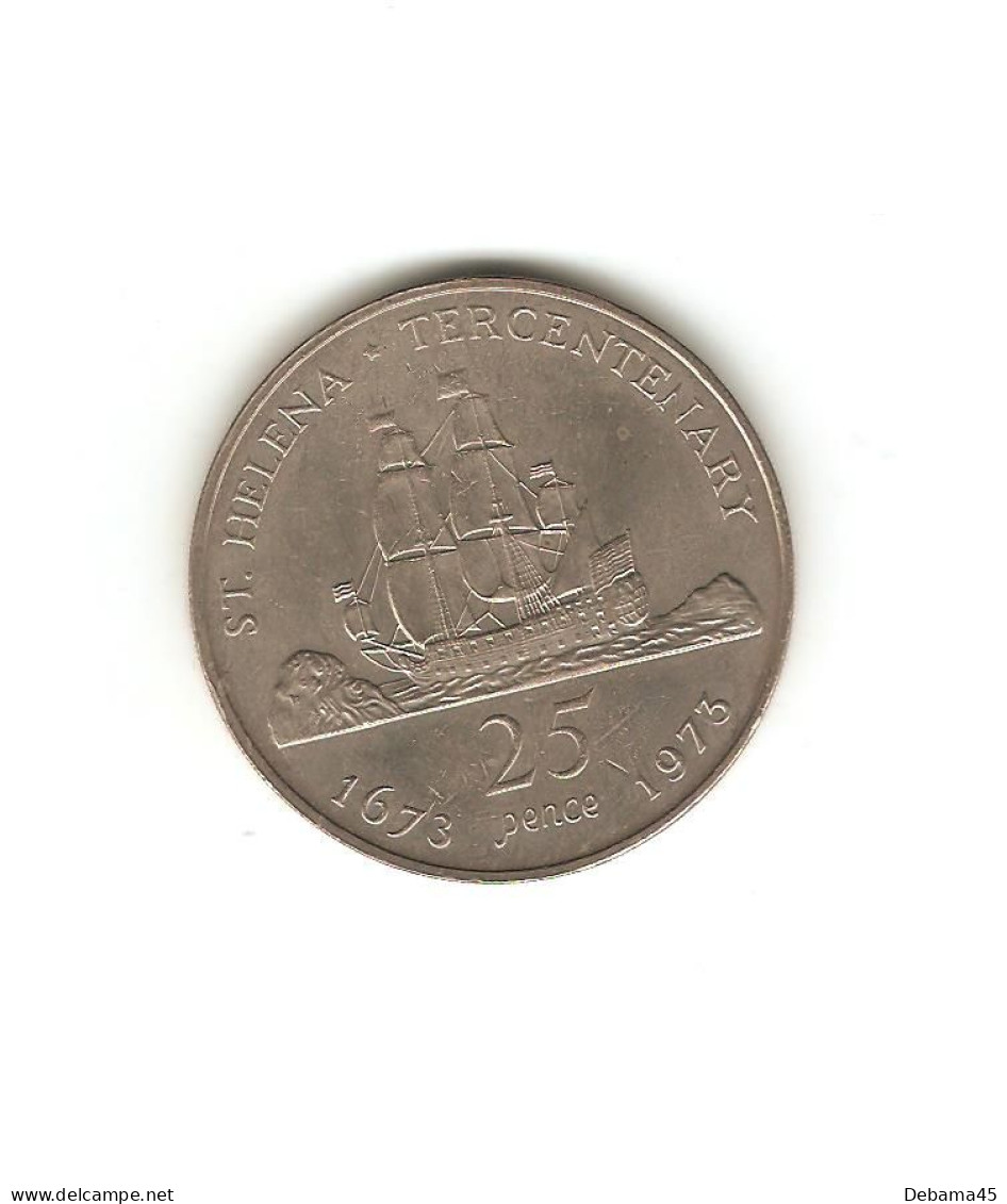 641/ SAINTE-HELENE : Elizabeth II : 25 Pence 1973 (copper-nickel - 28,35 Grammes) Tricentenaire - Sainte-Hélène