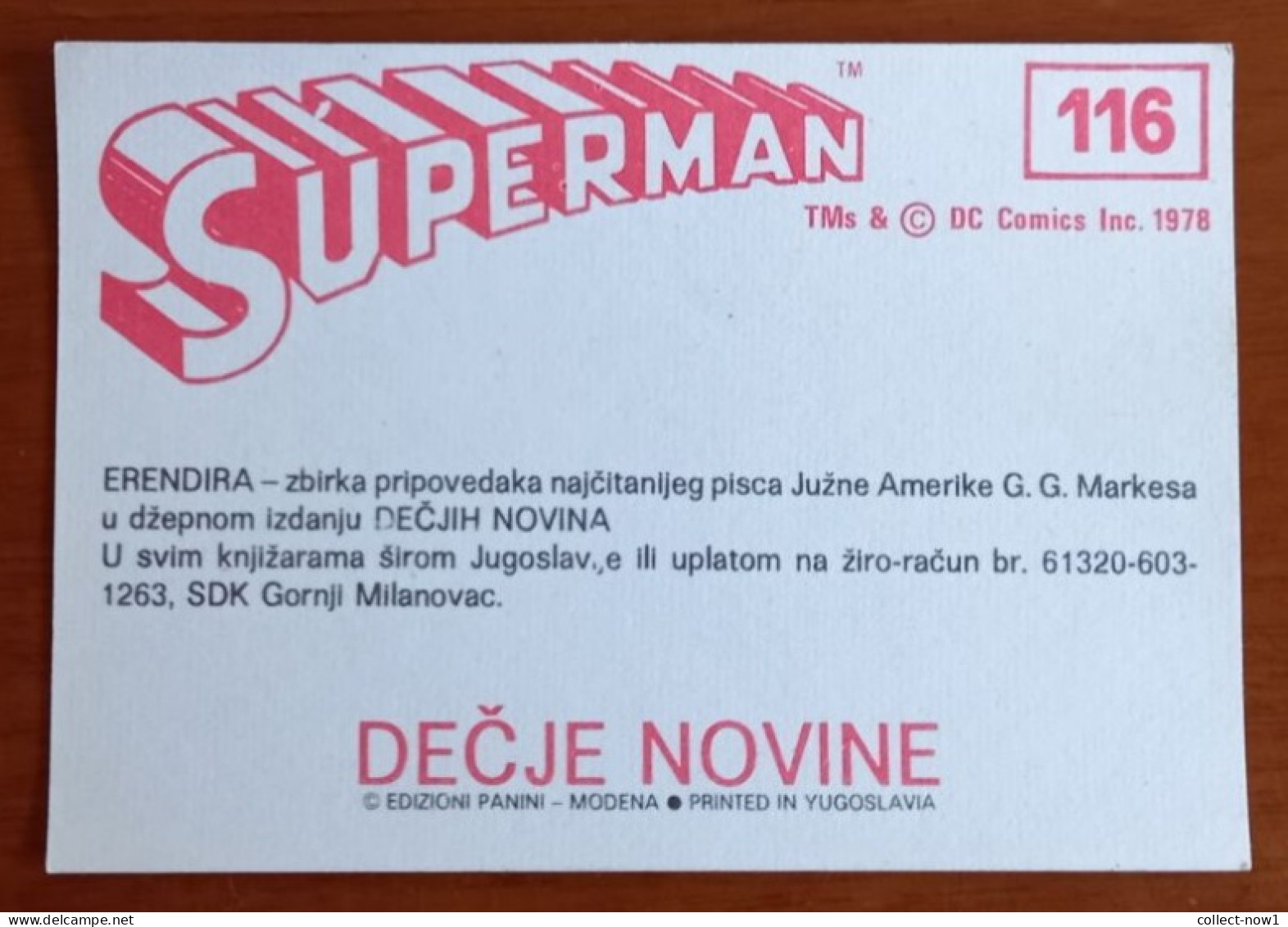 #14   SUPERMAN Panini Sticker (Printed In Yugoslavia - Decje Novine) RARE - Other & Unclassified