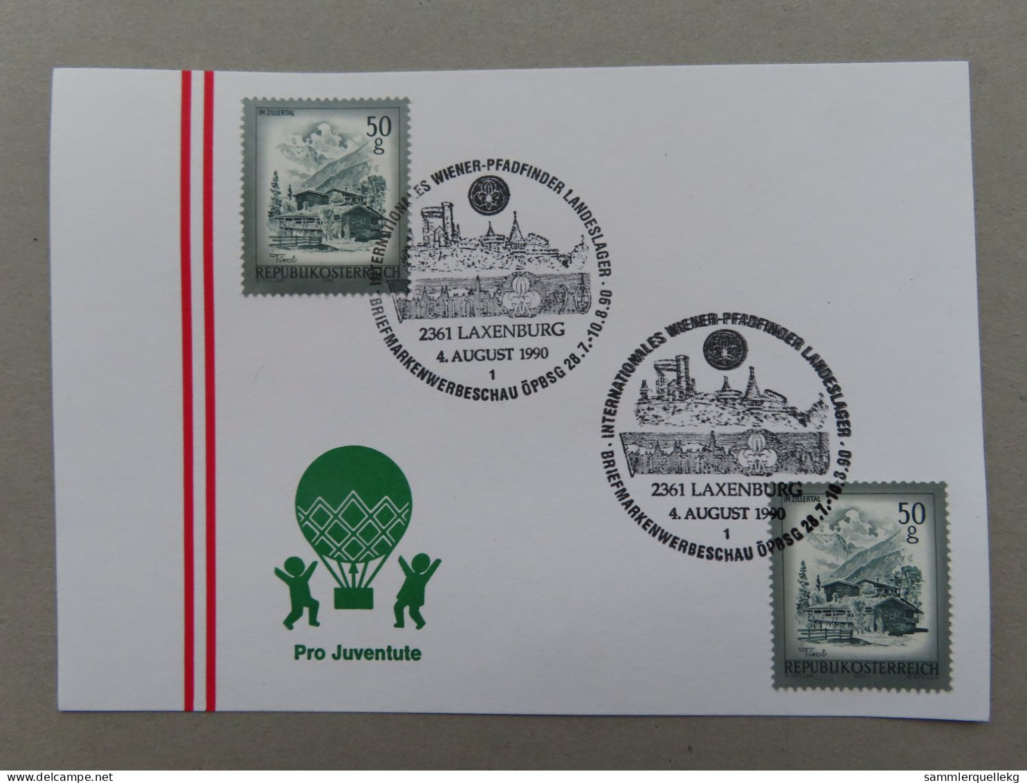 Österreich Pro Juventute - Mit Sonderstempel 4. August 1990 Laxenburg, Int. Wiener Pfadfinder Landeslager (Nr.560) - Autres & Non Classés