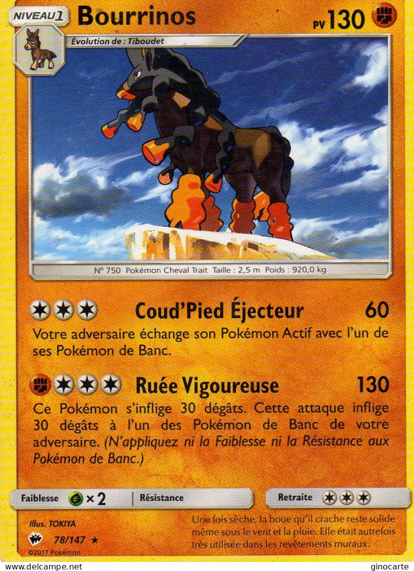 Carte Pokemon 78/147 Bourrinos 130pv 2017 - Andere & Zonder Classificatie