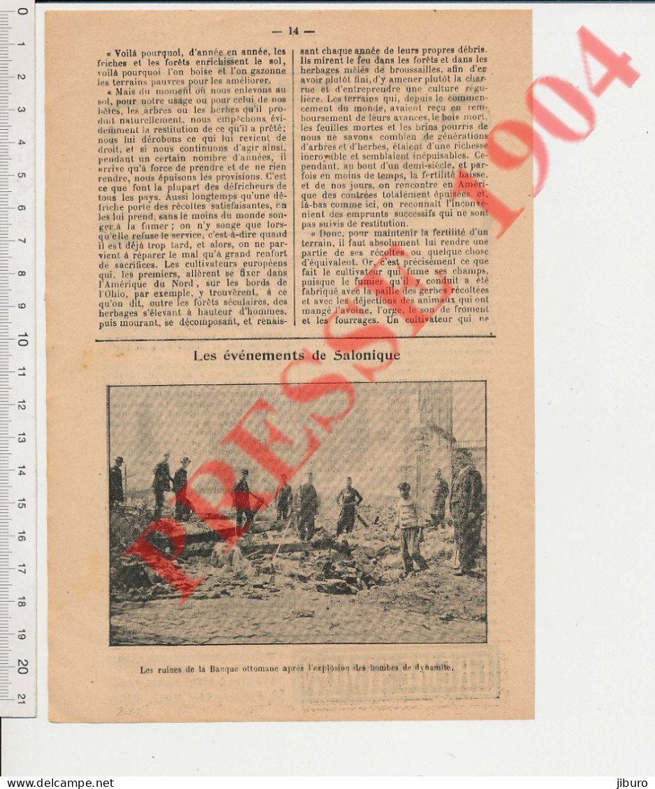 Photo De Presse 1904 Salonique (Grèce) Ruines De La Banque Ottomane Après L'explosion Des Bombes De Dynamite - Zonder Classificatie