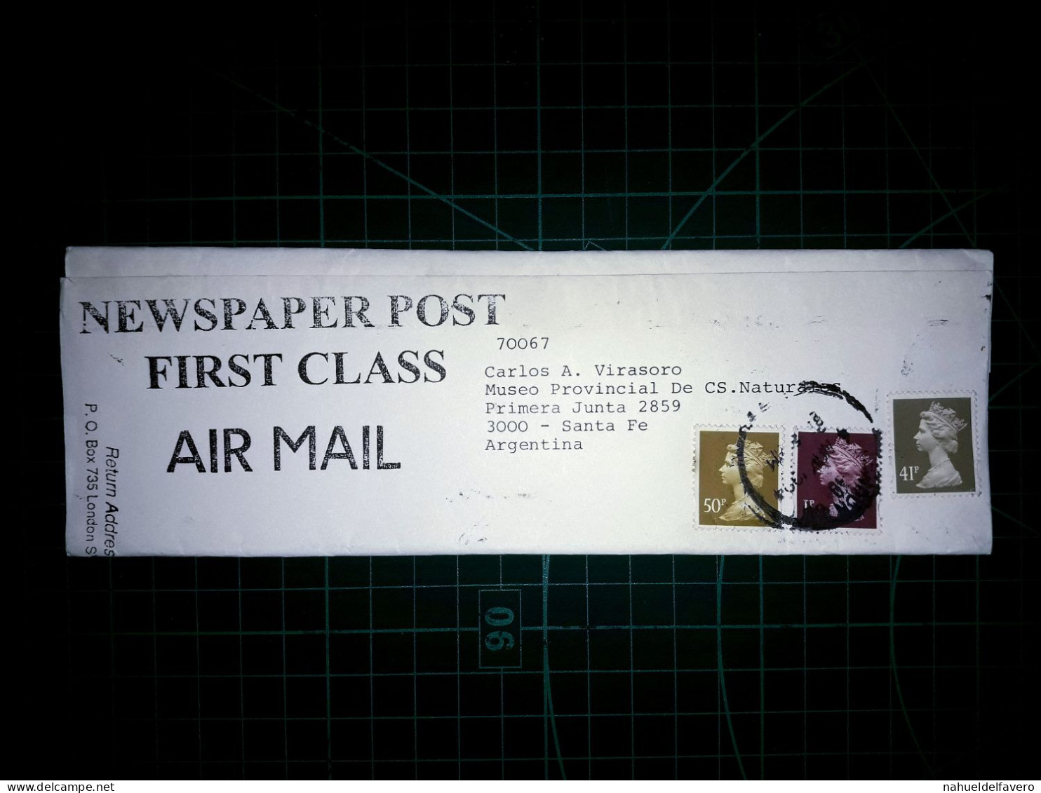 INGALTERRA, Journal Postal De Première Classe Distribué à Santa Fe, En Argentine, Avec Une Variété De Timbres-poste. Ann - Gebruikt