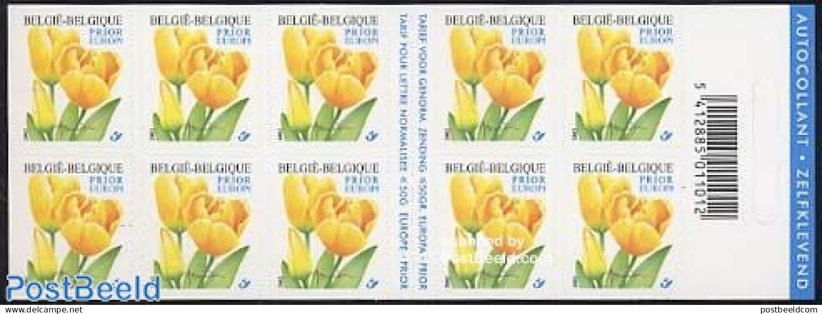 Belgium 2003 Yellow Tulip Booklet, Mint NH, Nature - Flowers & Plants - Stamp Booklets - Unused Stamps