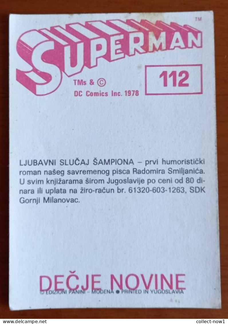 #14   SUPERMAN Panini Sticker (Printed In Yugoslavia - Decje Novine) RARE - Other & Unclassified