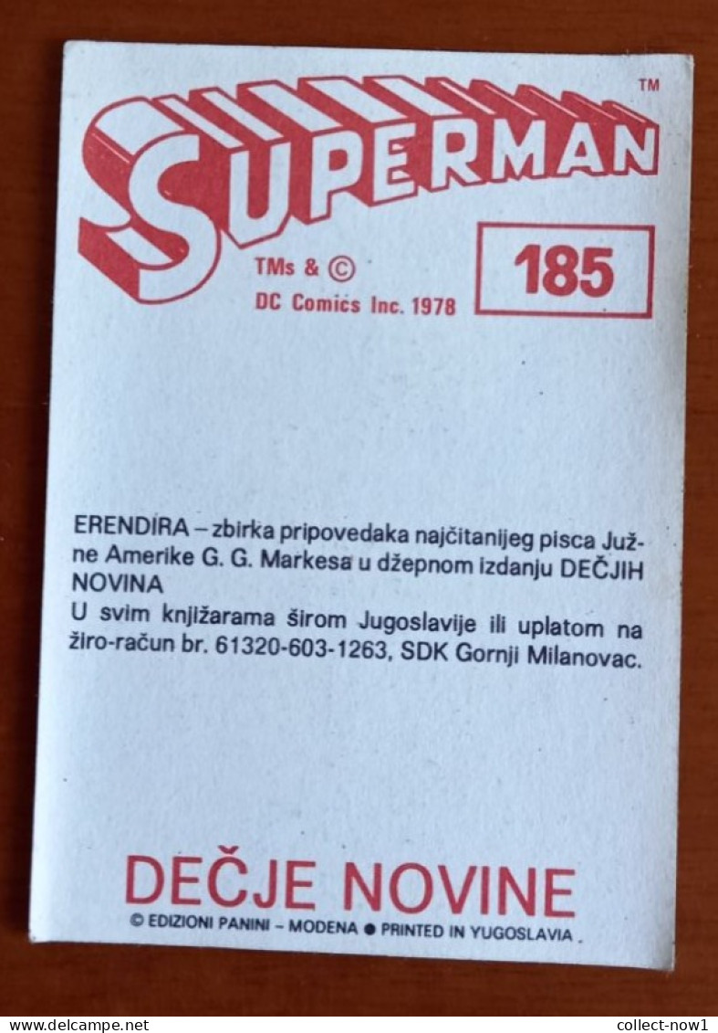 #14   SUPERMAN Panini Sticker (Printed In Yugoslavia - Decje Novine) RARE - Autres & Non Classés