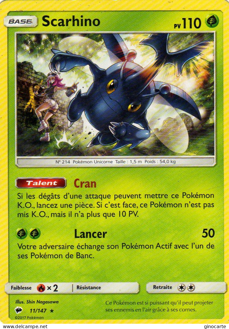 Carte Pokemon 11/147 Scarhino 110pv 2017 - Otros & Sin Clasificación