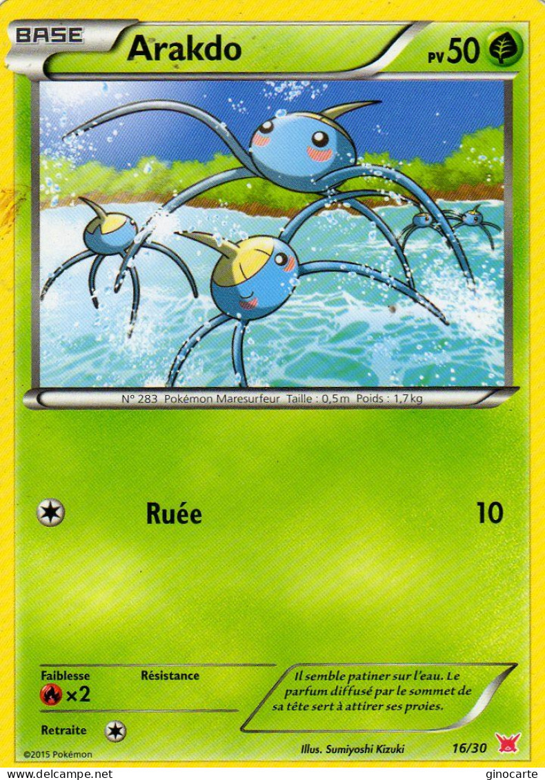 Carte Pokemon 16/30 Arakdo 50pv 2015 - Autres & Non Classés