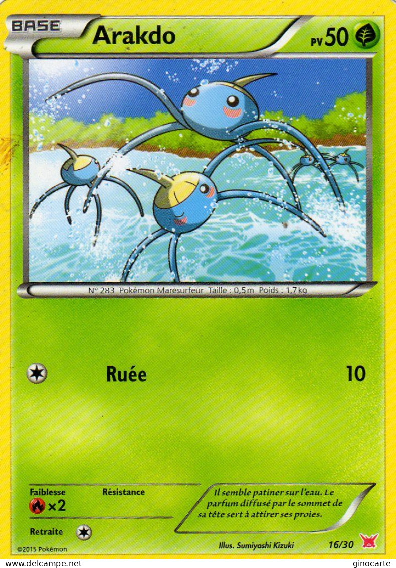 Carte Pokemon 16/30 Arakdo 50pv 2015 - Andere & Zonder Classificatie