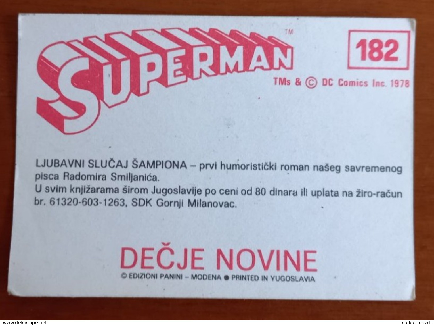 #14   SUPERMAN Panini Sticker (Printed In Yugoslavia - Decje Novine) RARE - Autres & Non Classés