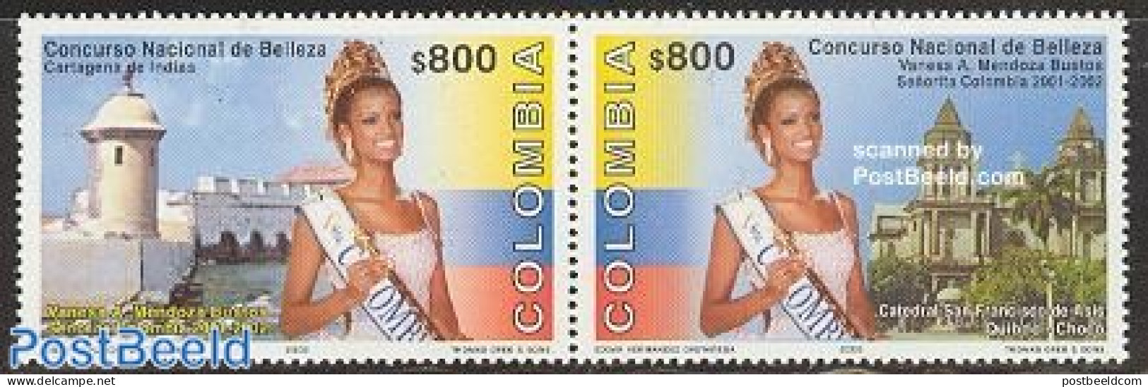 Colombia 2002 Miss Colombia 2v [:], Mint NH, History - Performance Art - Women - Miss World - Art - Castles & Fortific.. - Non Classificati