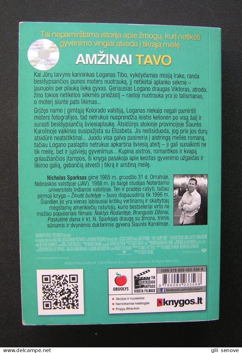 Lithuanian Book / Amžinai Tavo By Nicholas Sparks 2012 - Culture