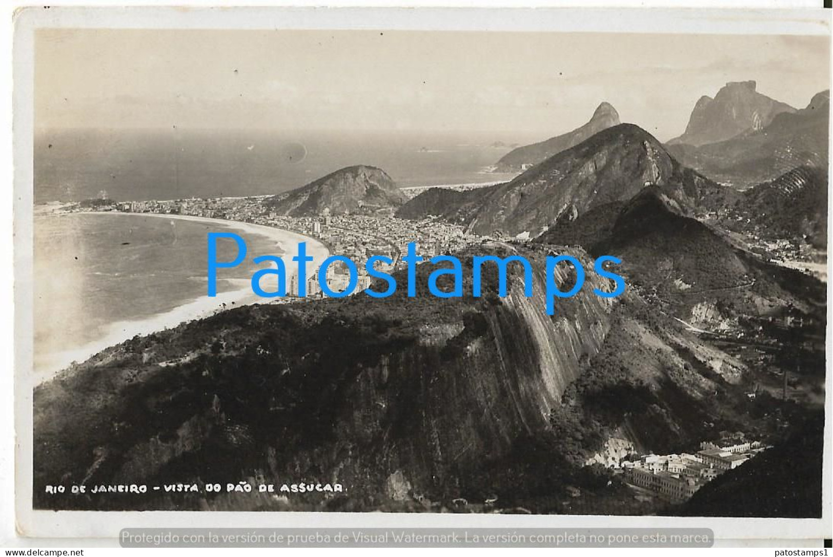 227132 BRAZIL RIO DE JANEIRO VIEW PANORAMA PAO DE AÇUCAR CENSORED CIRCULATED TO URUGUAY POSTAL  POSTCARD - Autres