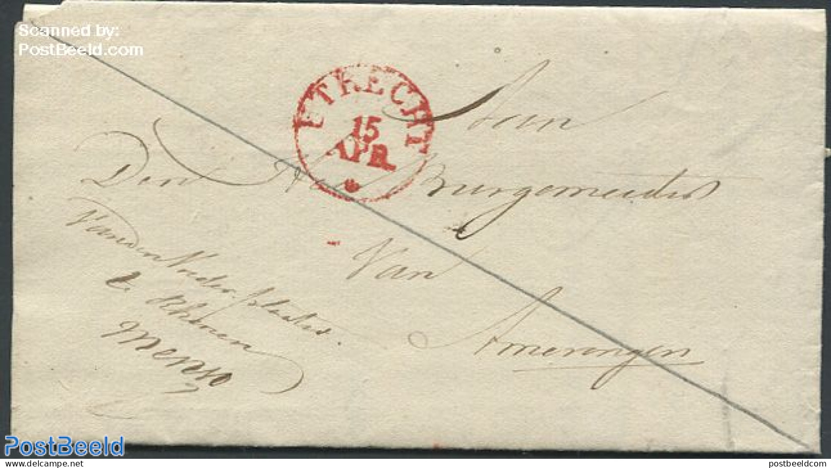 Netherlands 1833 Folding Letter From Utrecht To Amerongen, Postal History - ...-1852 Vorläufer